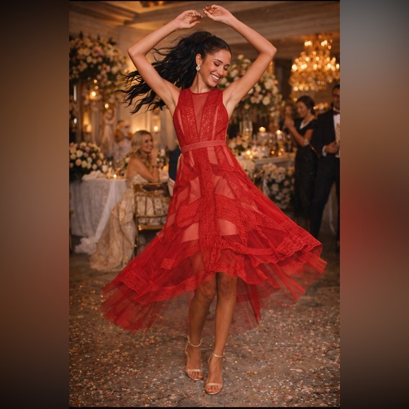 BCBGMaxAzria Dresses & Skirts - BCBGMAXAZRIA NWT Andy red
lace dress size 14.